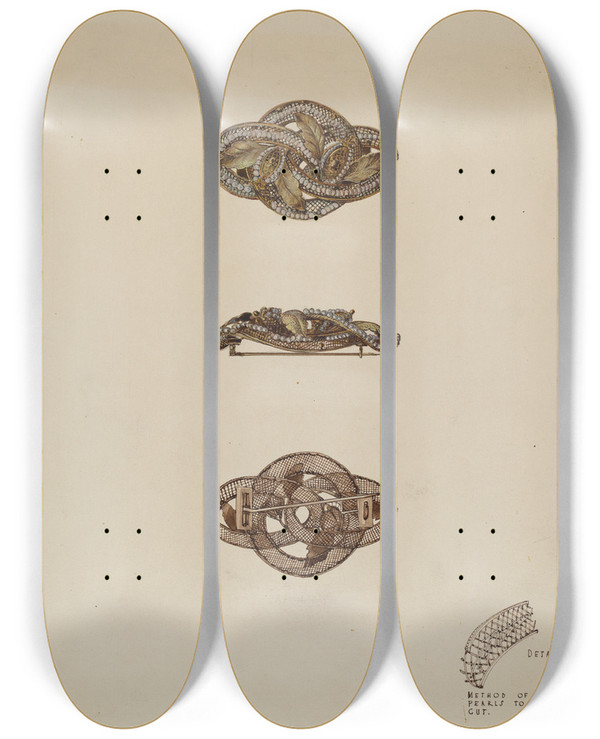 Triptych art skateboard deck of Kurt Melzer Brooch_3 by Kurt Melzer