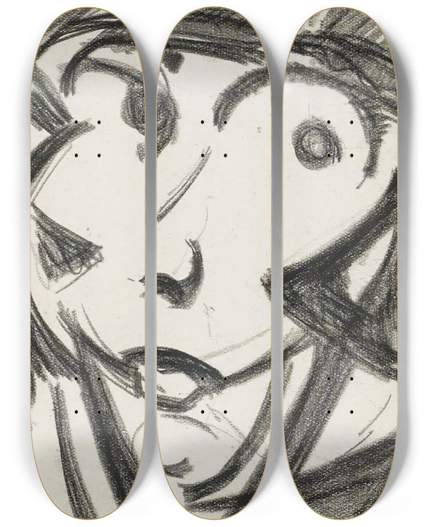 Triptych art skateboard deck of Reijer Stolk Kop_3 by Reijer Stolk (1896-1945)