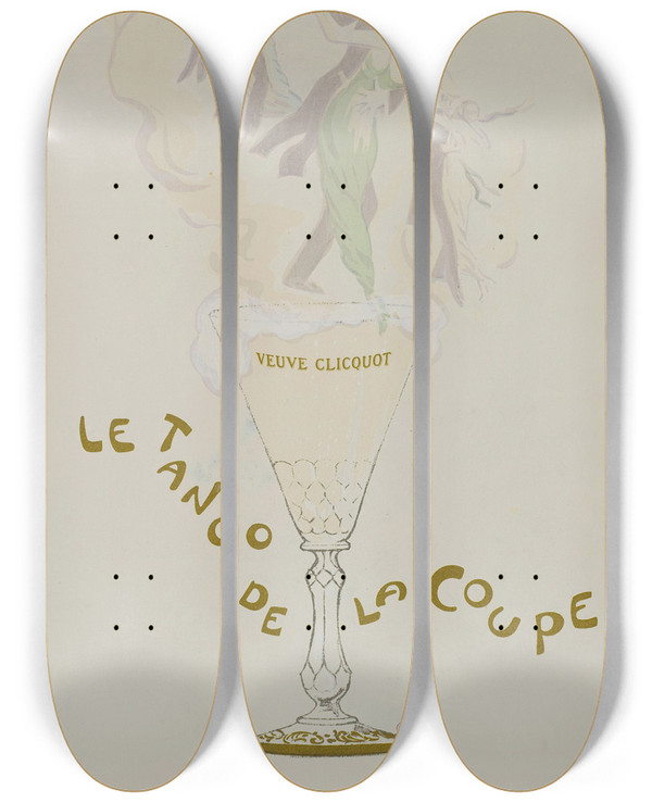 Triptych art skateboard deck of Georges Goursat Sem Le Tango De La Coupe by Georges Goursat (Sem) (1863-1934)