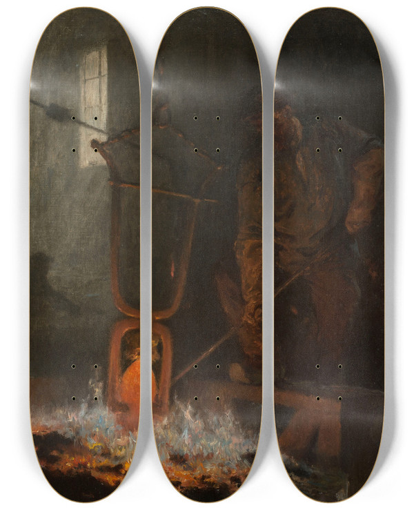 Triptych art skateboard deck of Fernand Cormon Le Verrier by Fernand Cormon (1845-1924)