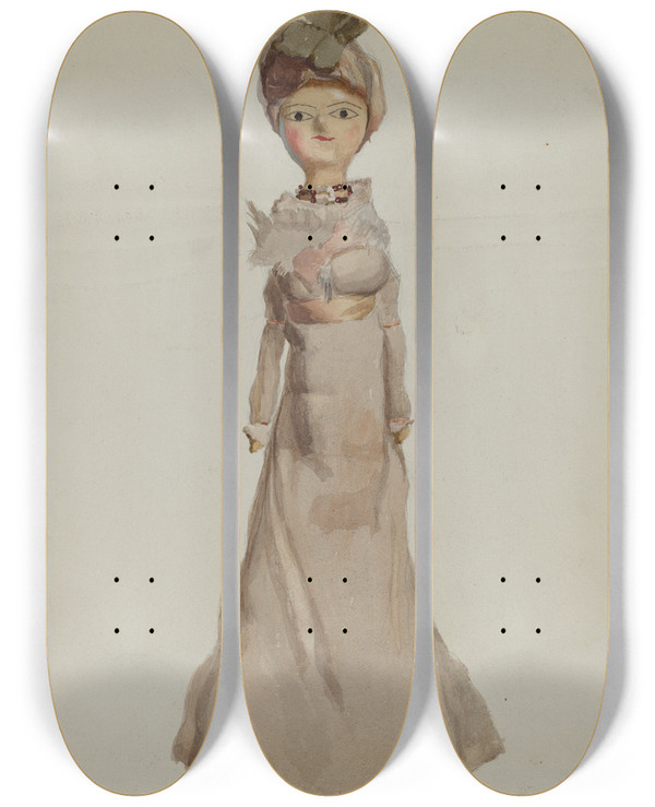 Triptych art skateboard deck of Kapousouz Doll_5 by Kapousouz