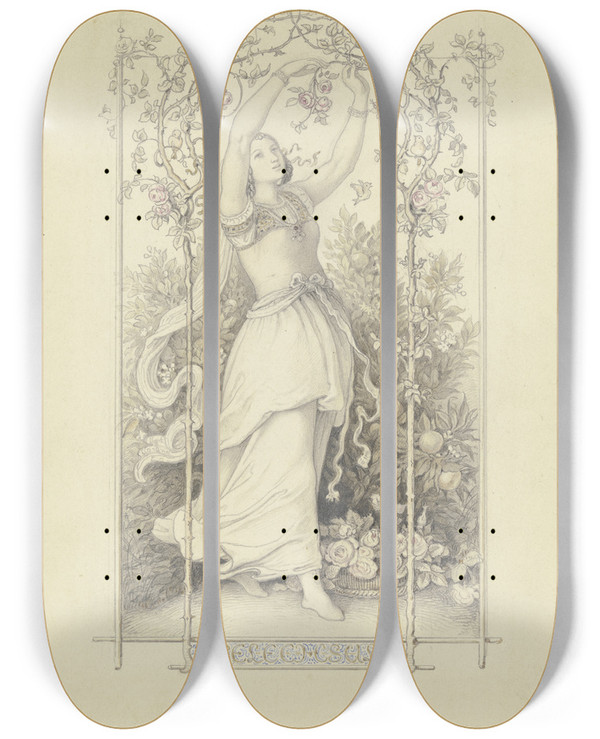 Triptych art skateboard deck of Ludwig Richter Melechsala by Ludwig Richter