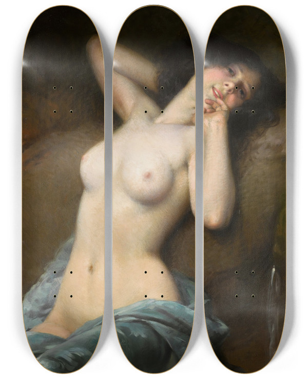 Triptych art skateboard deck of Albert Joseph Pnot Le Charme De La Soire by Albert Joseph Penot (1862-1930)