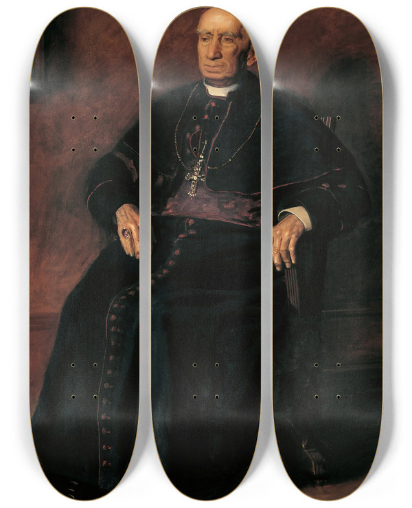 Triptych art skateboard deck of Thomas Eakins Archbishop William Henry Elder by Thomas Eakins (1844-1916)