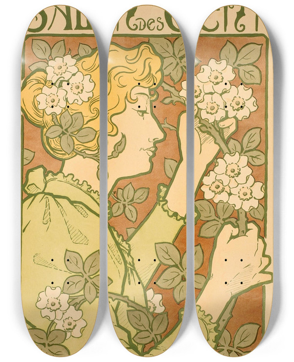 Triptych art skateboard deck of Arsne Herbinier Salon Des Cent_2 by Arsene Herbinier (1869-1955)