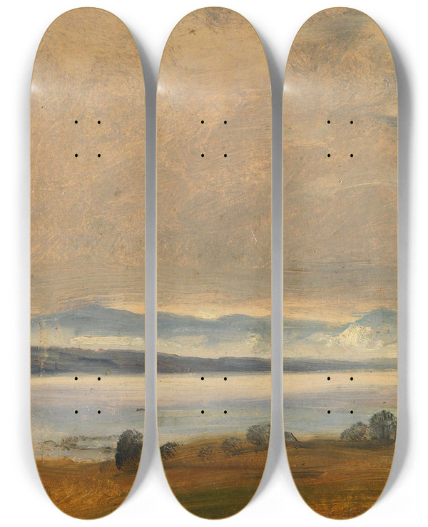 Triptych art skateboard deck of Thomas Fearnley Landscape Study by Thomas Fearnley (1802-1842)