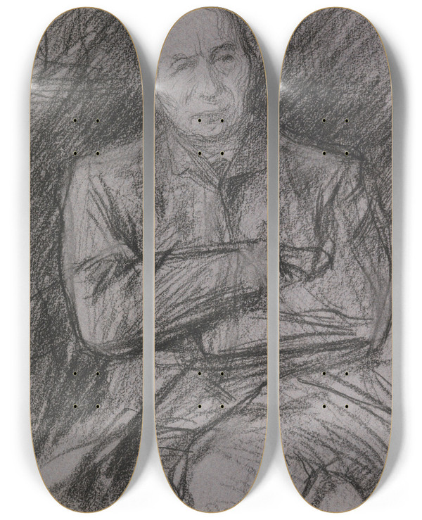 Triptych art skateboard deck of Jan Veth Portret Van Frederik W Van Eeden by Jan Veth (1864-1925)
