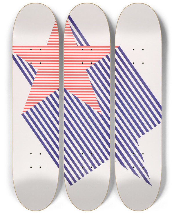 Triptych art skateboard deck of Michael David Brown 1776 by Michael David Brown (1940)