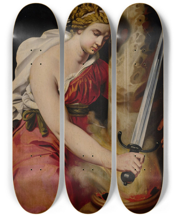 Triptych art skateboard deck of Abraham Janssens Constancy by Abraham Janssens (1575-1632)
