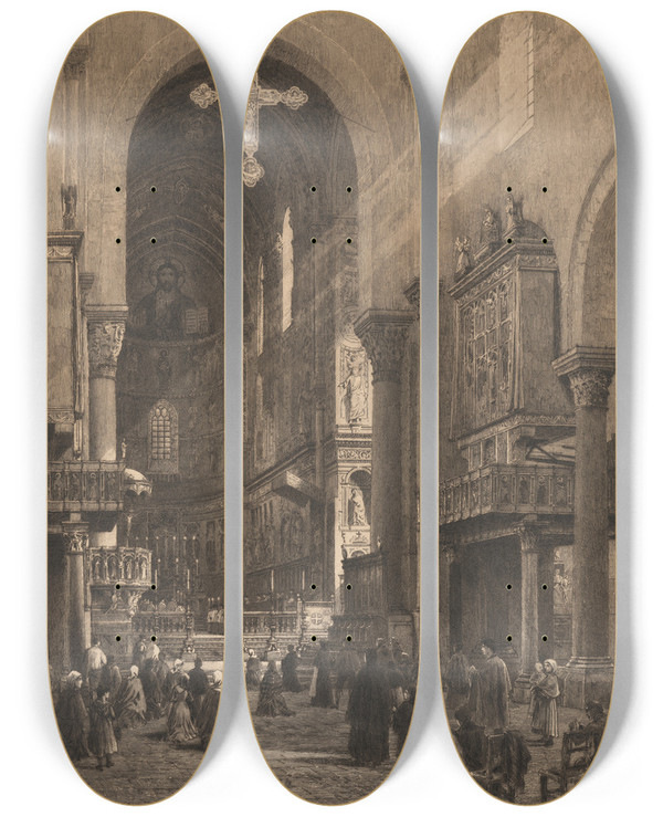 Triptych art skateboard deck of Axel Herman Haig Gefaler Cathedral by Axel Herman Haig