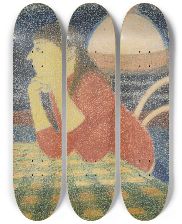 Triptych art skateboard deck of Lon Spilliaert Leunende Vrouw by Leon Spilliaert (1881-1946)