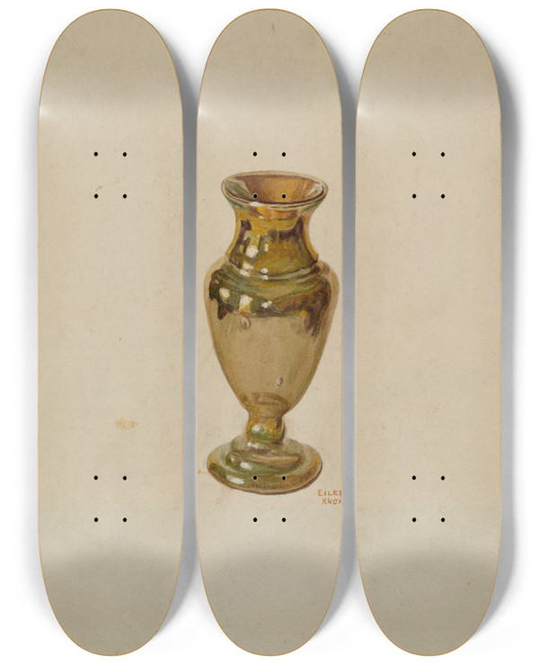 Triptych art skateboard deck of Eileen Knox Vase by Eileen Knox
