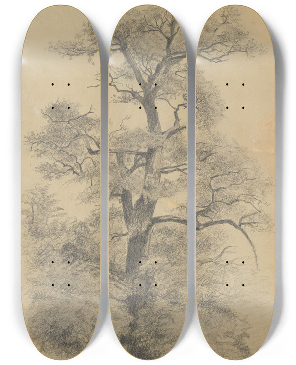 Triptych art skateboard deck of Eugne Jansson From Nature by Eugene Jansson (1862-1915)