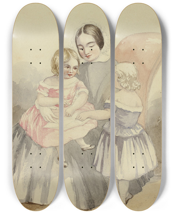 Triptych art skateboard deck of Elizabeth Murray Hugh And Florence Ashford by Elizabeth Murray (1815-1882)