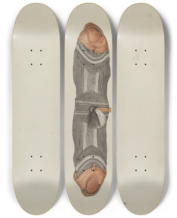 Triptych art skateboard deck of Arthur P Reynolds Cinch by Arthur P Reynolds