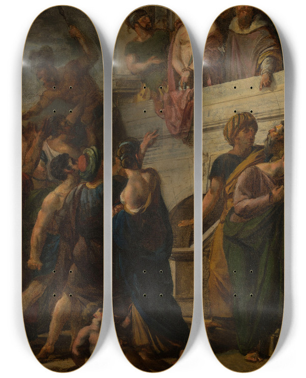 Triptych art skateboard deck of Georges Rouget Ecce Homo by Georges Rouget (1784-1869)