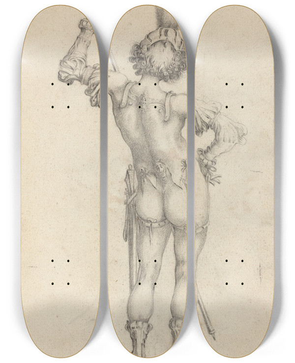 Triptych art skateboard deck of After Jacques Bellange Standing Figure Recto by After Jacques Bellange (1575-1616)
