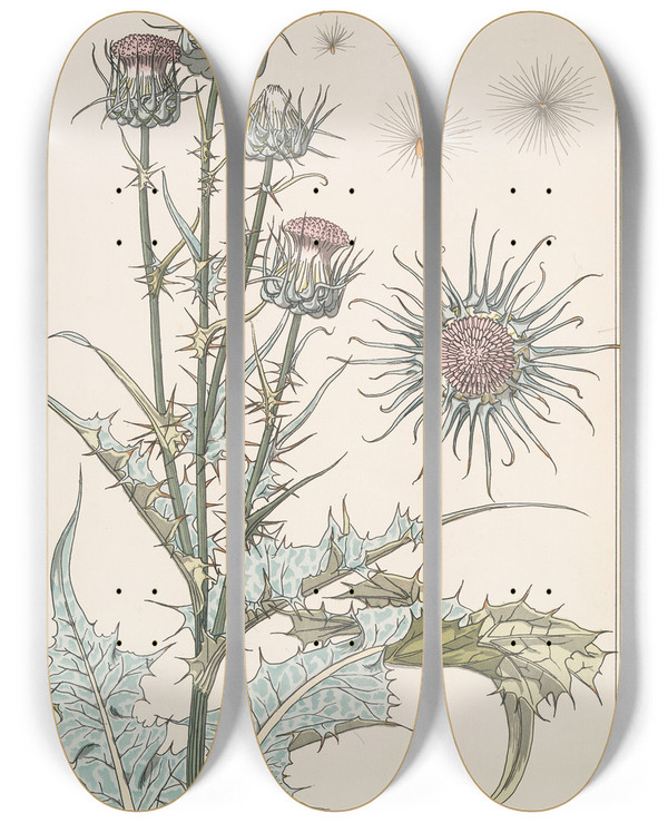Triptych art skateboard deck of Maurice Pillard Verneuil Chardon by Maurice Pillard Verneuil (1869-1942)