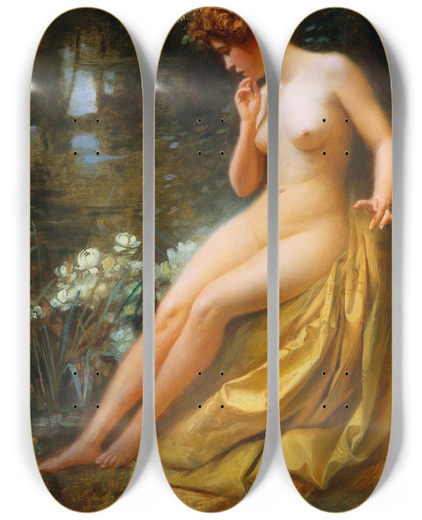 Triptych art skateboard deck of Rudolf Fuchs The Frog King by Rudolf Fuchs (1868-1918)