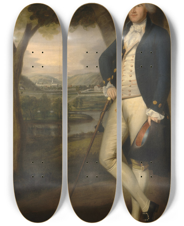 Triptych art skateboard deck of Ralph Earl Daniel Boardman by Ralph Earl (1751-1801)