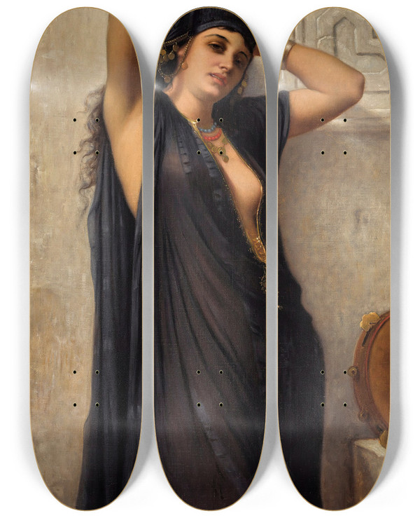 Triptych art skateboard deck of Charles Landelle Lorientale_1 by Charles Landelle (1821-1908)