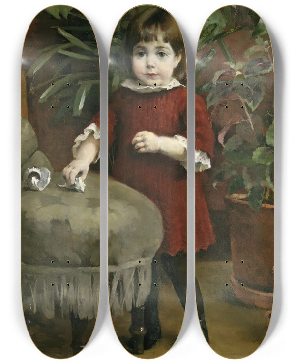 Triptych art skateboard deck of Helene Schjerfbeck Little Gudrun by Helene Schjerfbeck (1862-1946)