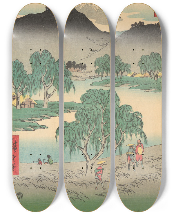 Triptych art skateboard deck of And Hiroshige Goyu_1 by Ando Hiroshige (1797-1858)