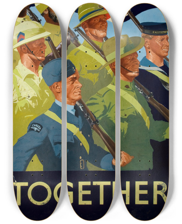 Triptych art skateboard deck of William Little Together by William Little (20-)