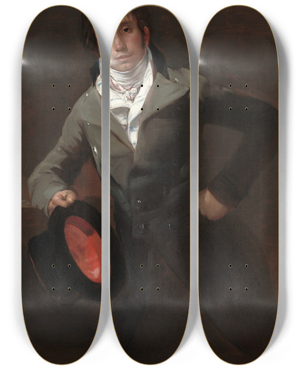 Triptych art skateboard deck of Francisco De Goya Bartolom Sureda Y Miserol by Francisco de Goya (1746-1828)