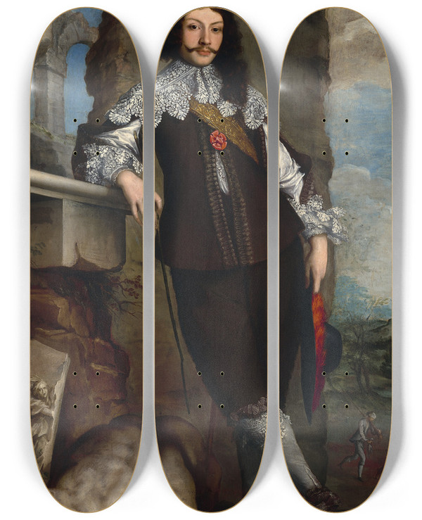 Triptych art skateboard deck of Tiberio Tinelli Lodovico Widmann by Tiberio Tinelli (1586-1639)
