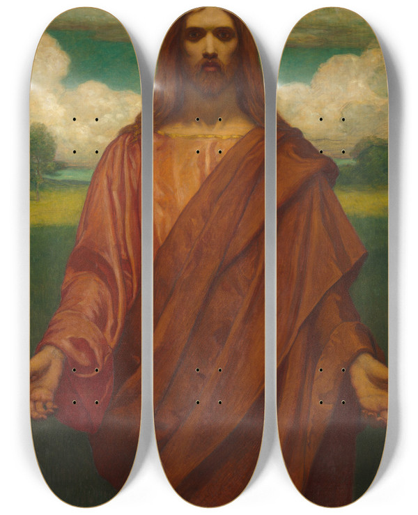 Triptych art skateboard deck of Kenyon Cox Christ by Kenyon Cox (1856-1919)