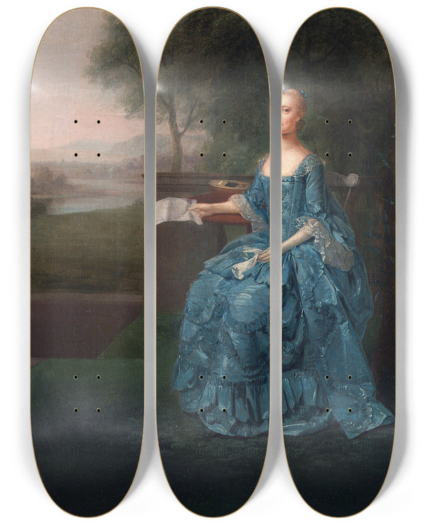 Triptych art skateboard deck of Arthur Devis Anne Streatfeild Ne Sidney by Arthur Devis (1712-1787)
