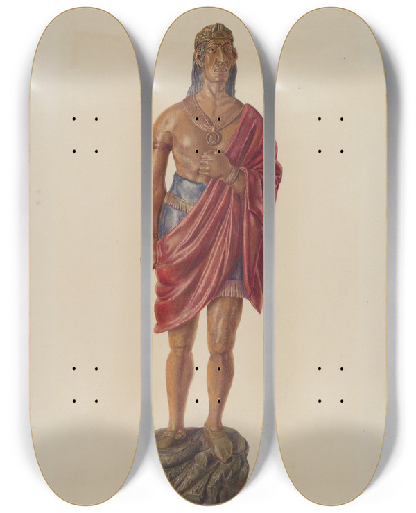Triptych art skateboard deck of Adele Brooks Cigar Store Indian_1 by Adele Brooks
