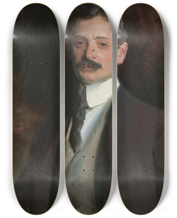 Triptych art skateboard deck of John Singer Sargent William Thorne by John Singer Sargent (1856-1925)