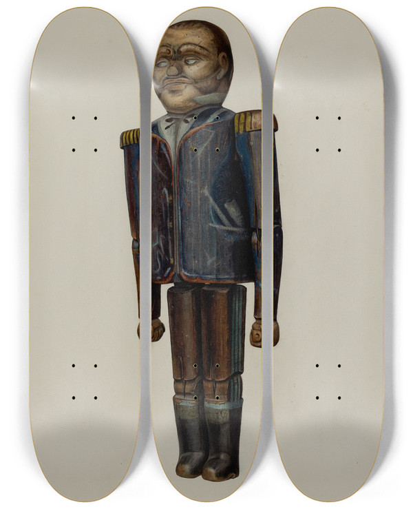 Triptych art skateboard deck of Mina Lowry Dancing Doll_5 by Mina Lowry (1894-1942)