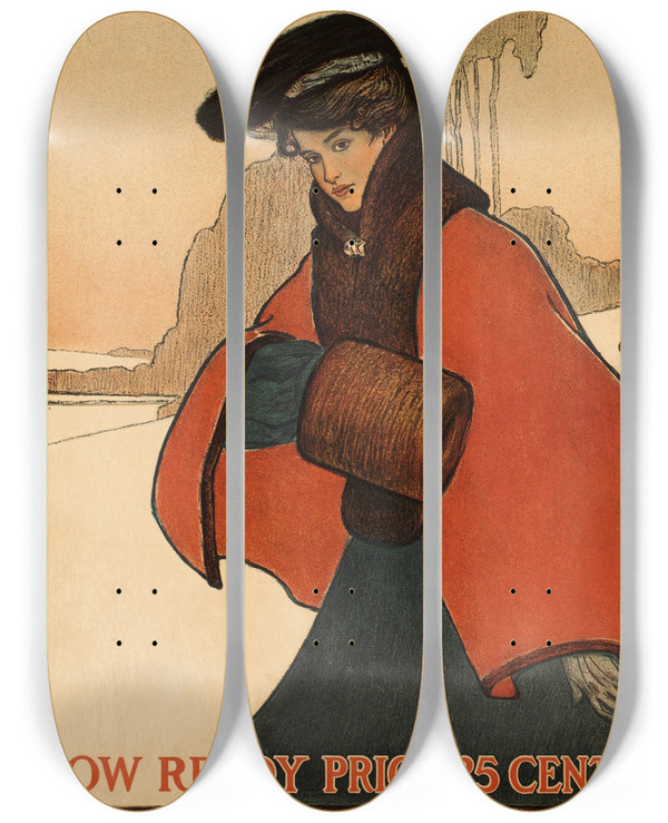 Triptych art skateboard deck of Blendon Campbell Scribners Christmas Number by Blendon Campbell (1872-1969)