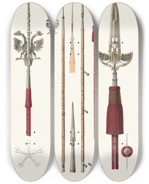 Triptych art skateboard deck of Fedor Grigoryevich Solntsev Palnik Kope I Protazan by Fedor Grigoryevich Solntsev (1801-1892)