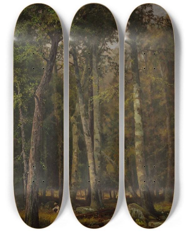 Triptych art skateboard deck of Rufus Way Smith A Summer Afternoon by Rufus Way Smith (1840-1900)