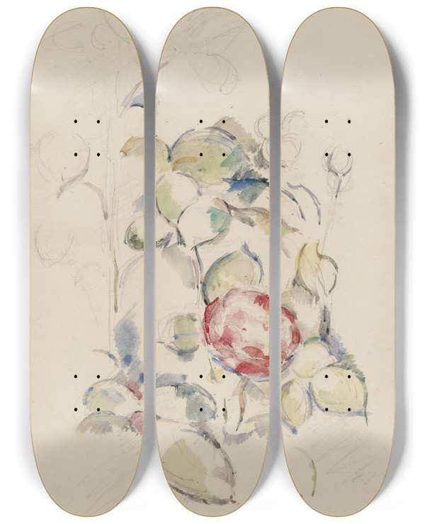 Triptych art skateboard deck of Paul Czanne Flowers by Paul Cezanne (1839-1906)