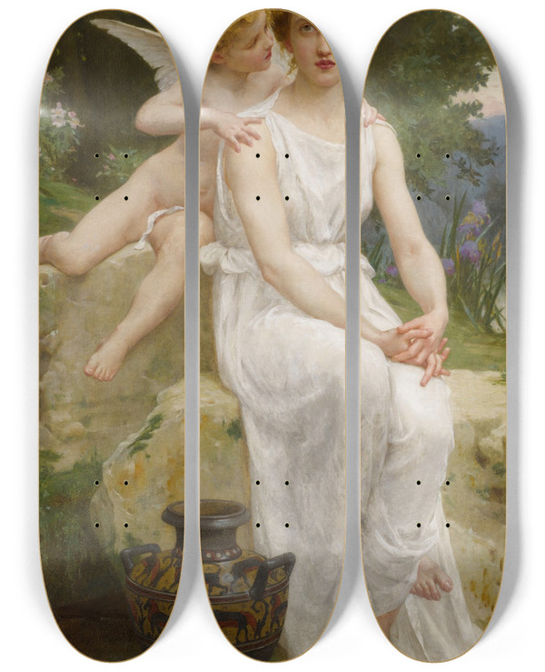 Triptych art skateboard deck of Guillaume Seignac Loves Offering by Guillaume Seignac (1870-1924)