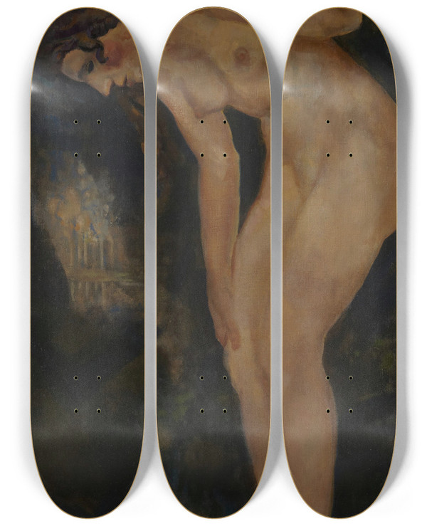 Triptych art skateboard deck of Arthur Bowen Davies Source_1 by Arthur Bowen Davies (1862-1928)