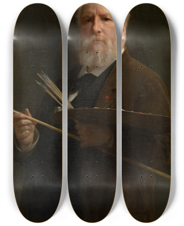 Triptych art skateboard deck of William Bouguereau Self Portrait by William Bouguereau (1825-1905)