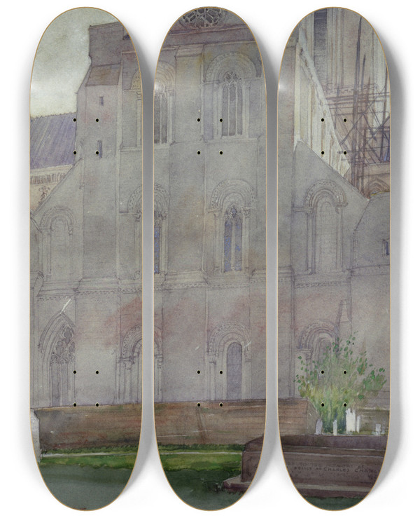 Triptych art skateboard deck of Cass Gilbert North Transept Winchester Cathedral England by Cass Gilbert (1859-1934)