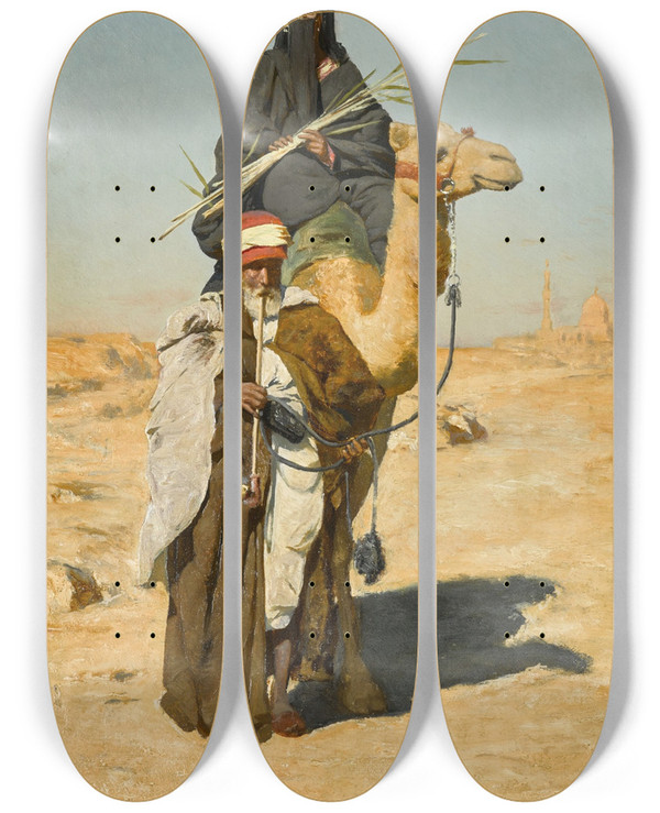 Triptych art skateboard deck of Rudolf Swoboda The Trusted Guide by Rudolf Swoboda (1859-1914)
