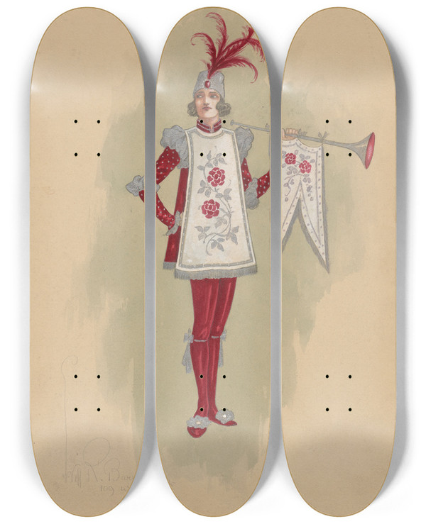 Triptych art skateboard deck of Will R Barnes 1 Herald Blended Rose by Will R Barnes (1939)