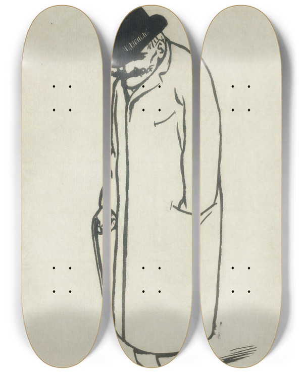 Triptych art skateboard deck of Flix Vallotton A Dead Man Talking by Felix Vallotton (1865-1925)