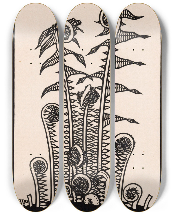 Triptych art skateboard deck of Julie De Graag Varens_2 by Julie de Graag (1877-1924)