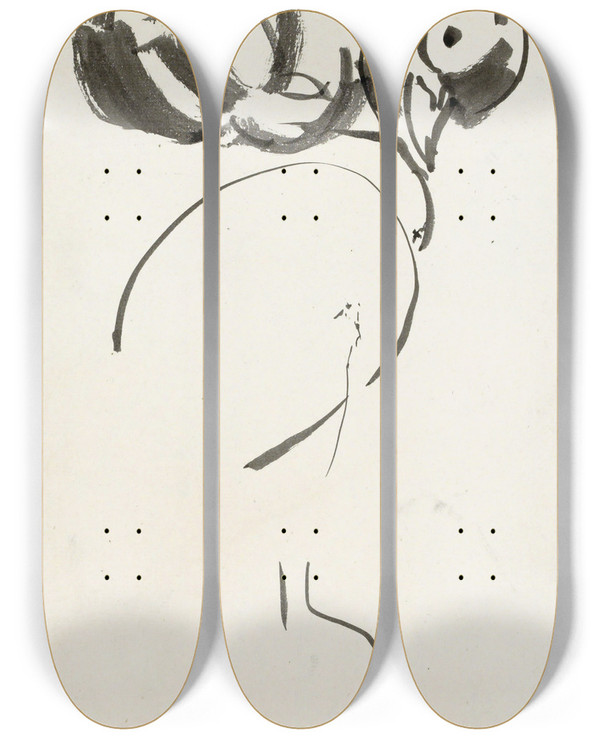 Triptych art skateboard deck of Carel Adolph Lion Cachet Koppen Van Papegaaien by Carel Adolph Lion Cachet (1864-1945)