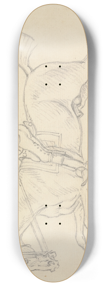 James Seymour - Racehorse with Jockey Up; the Jockey Holds a Whip in His Teeth 8.25 inch art skate deck