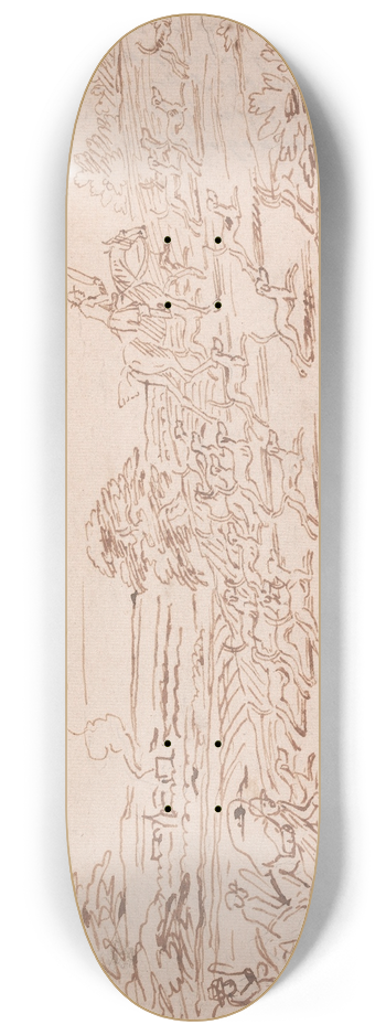 James Seymour - Riders and Hounds in an Open Landscape 8.25 inch art skate deck